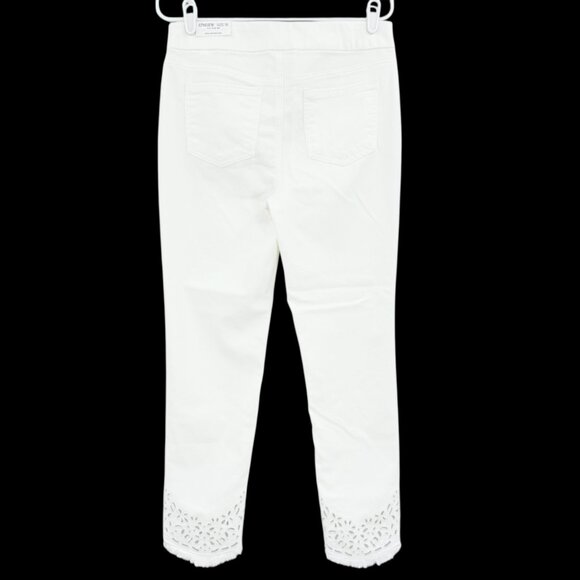 Chicos Womens Alabaster White Eyelet Hem Pull-On Ankle Jegging Size 1R US 8R NWT - Picture 2 of 11